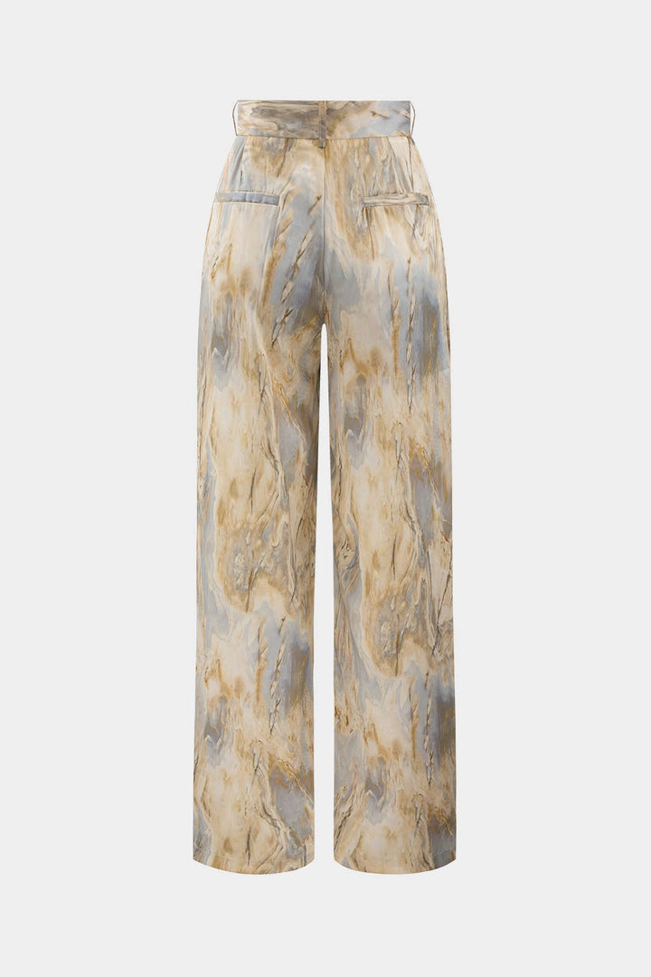 Verónica™ | Pantalones Rectos de Cintura Alta con Estampado de Mármol