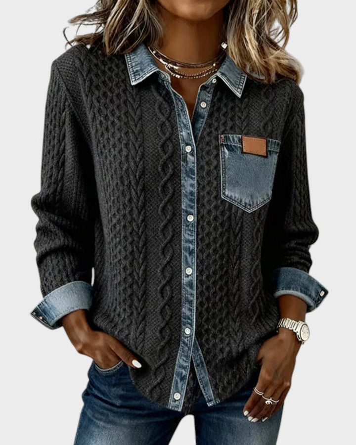 Carla™ | Camisa elegante con detalles denim