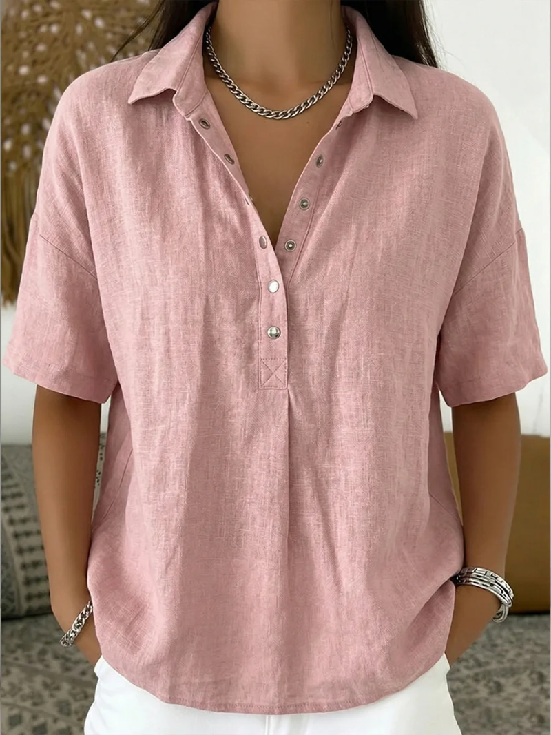 Camila™ | Blusa con cuello y detalle de botones