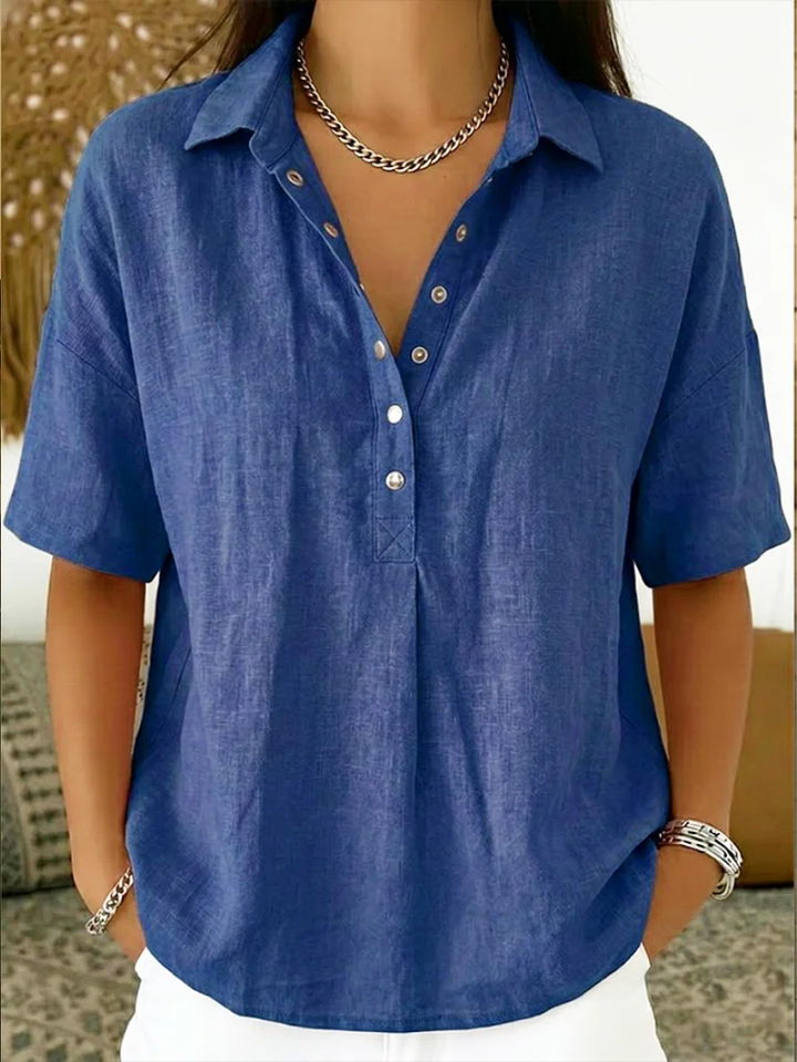 Camila™ | Blusa con cuello y detalle de botones