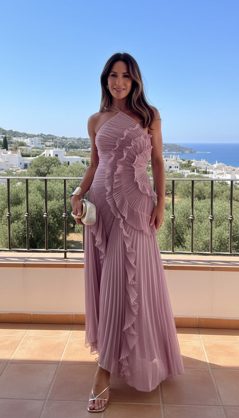Luna™ | Vestido largo plisado