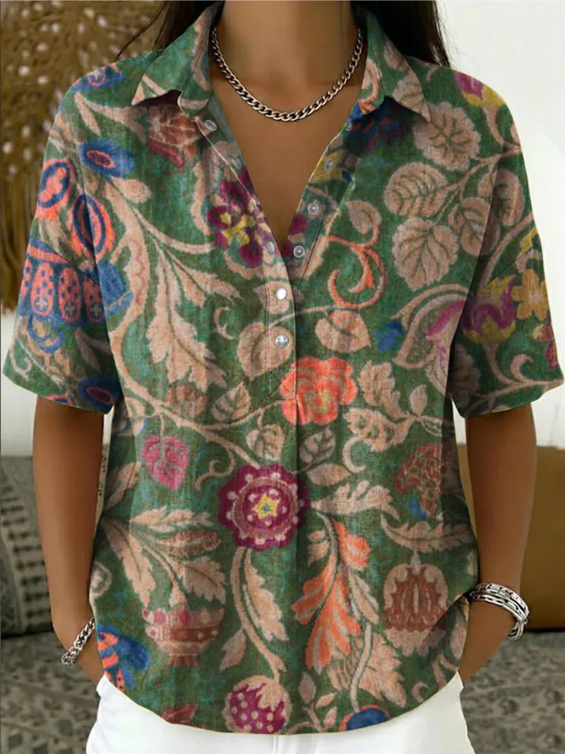 Lara™ | Blusa con cuello y estampado