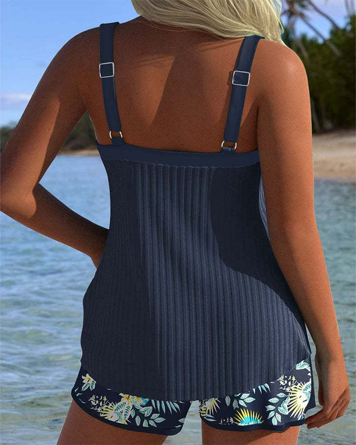 Nuria™ | Tankini de rayas con pantalón corto