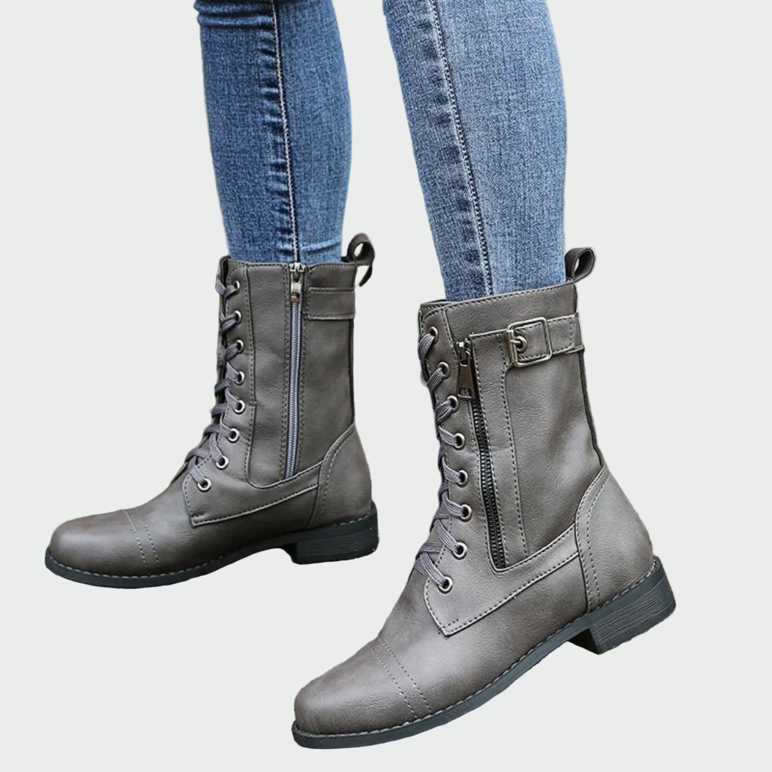 Renata™ | Botas Ortopédicas de Cuero Estilo Militar para Mujer